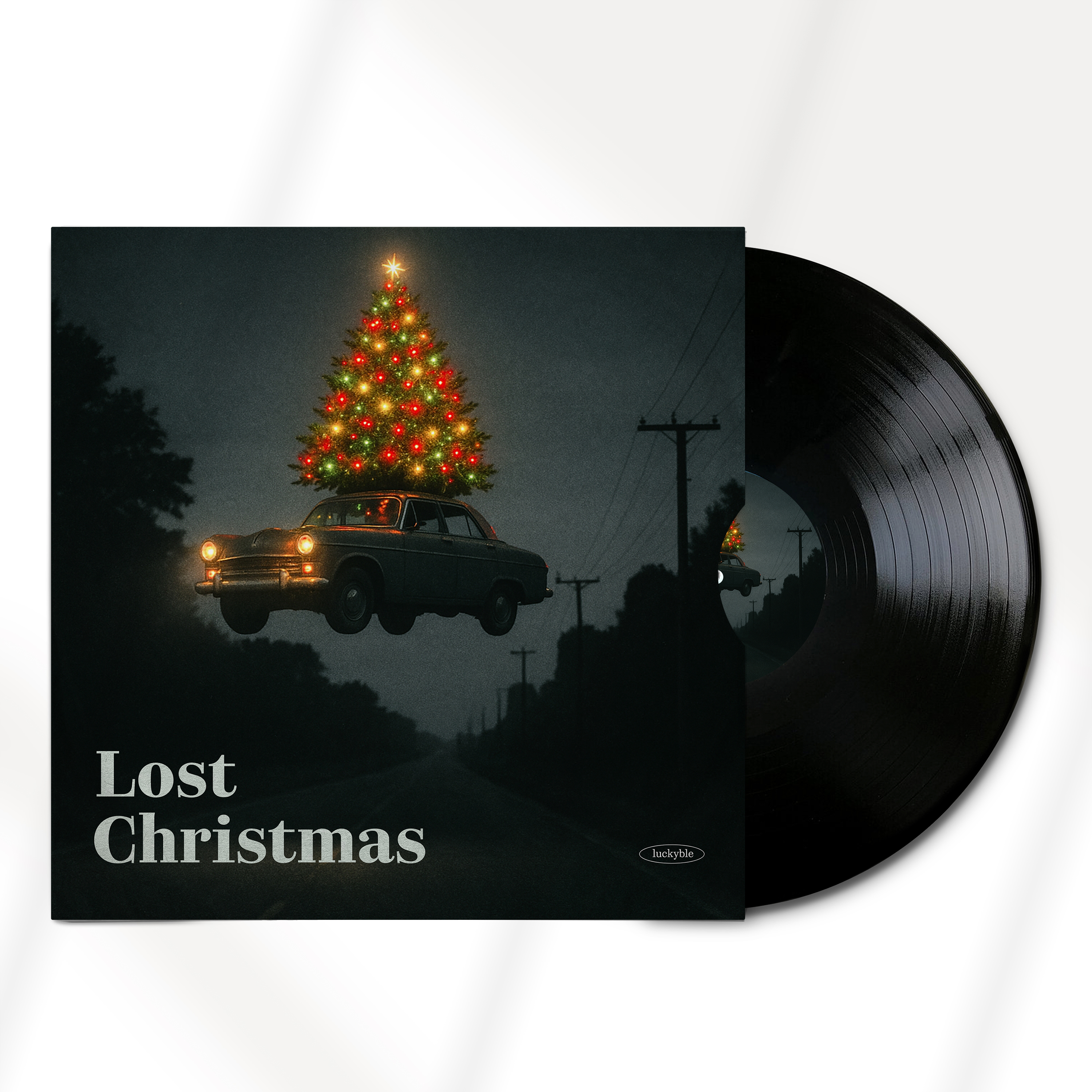 Lost Christmas 필름 그레인과 비네트가 적용된 앨범 자켓 디자인